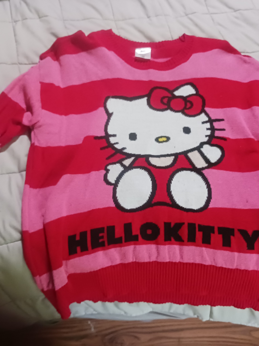 Hello Kitty Red & Pink Striped Knit Sweater